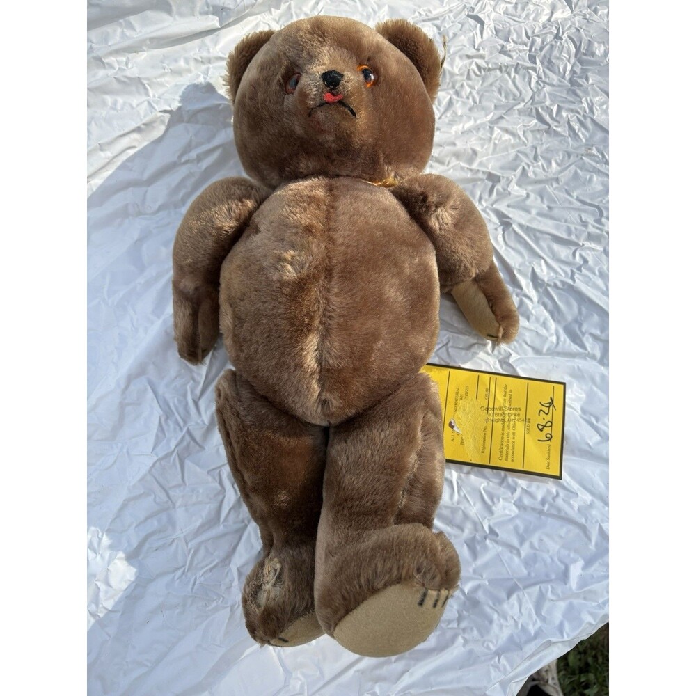 Vintage Plush 1950s Character Novelty Co Teddy Bear Mohair Jointed Small Flaws